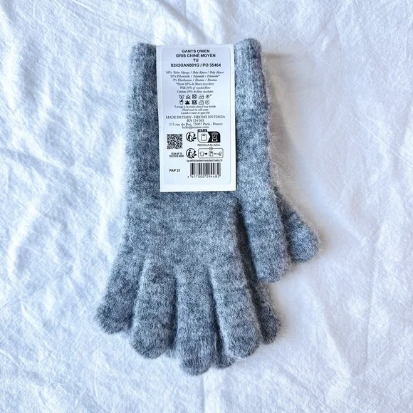 Sézane Owen Gloves in Mid Heather Grey - Picture 3 of 3